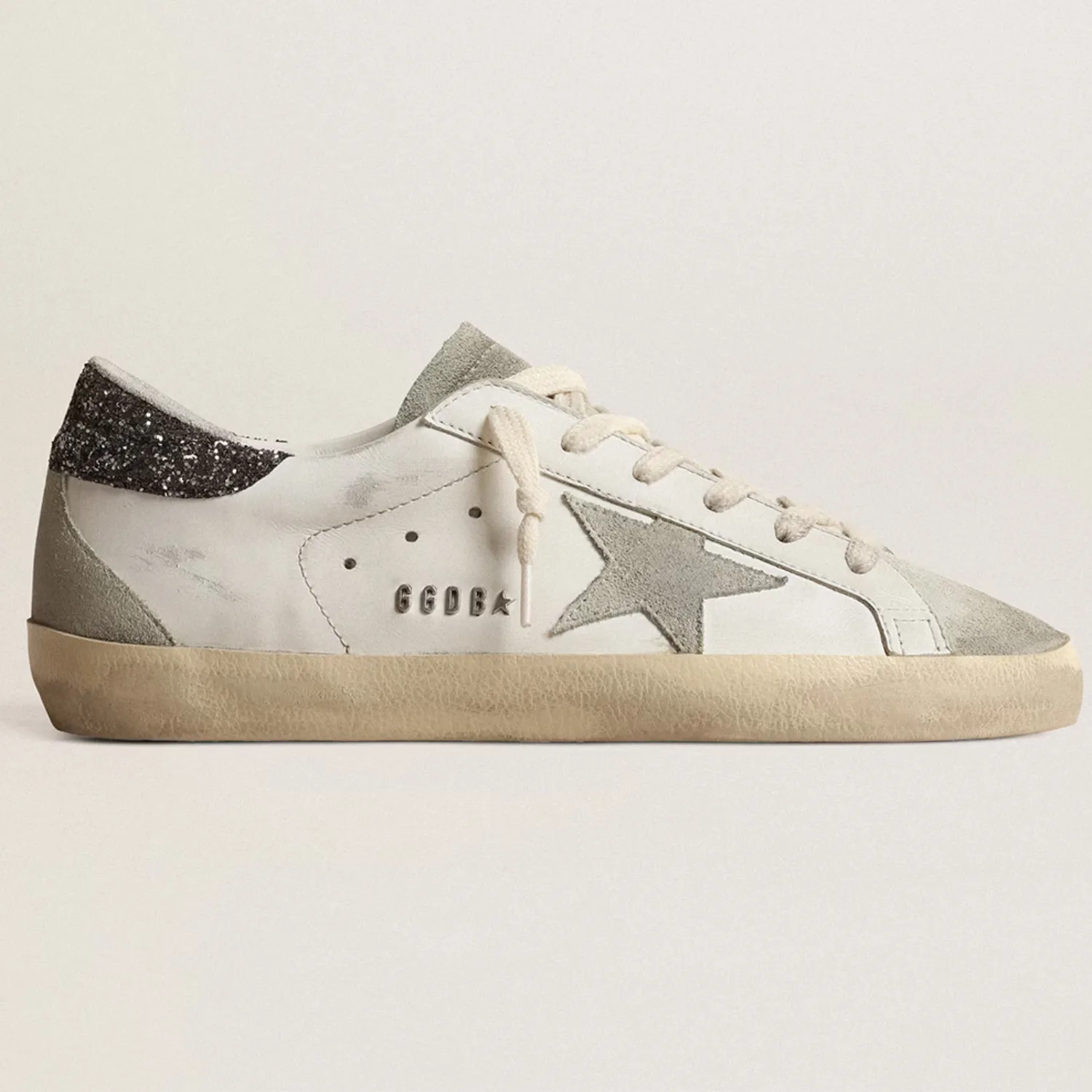 Womens Super Star with gray star and dark gray glitter heel tab
